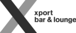 The image shows the logo of "Xport Bar & Lounge" with a large stylized "X" on the left.